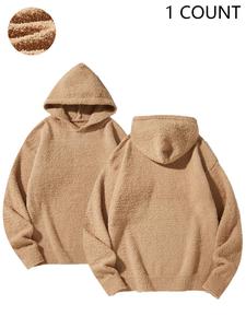 Men's Solid Drop Shoulder Hooded Pullover, Fashion Casual Regular Fit Hooded Sweatshirt for Daily Outdoor Wear, Men Clothes for Fall & Winter