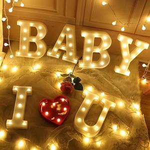 LED Letter & Number Light, 1 Count Battery Powered LED Light Excluded Battery, Decorative Light for Proposal Birthday Party Holiday Party