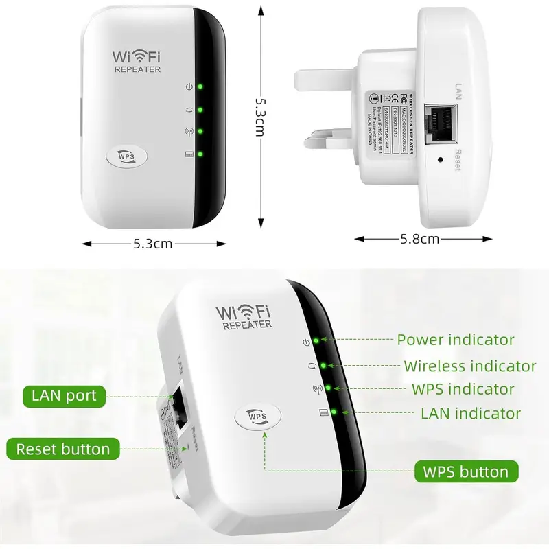 WiFi Extender,  Newest WiFi Repeater and Signal Can Cover up to 8470Sq.ft, WiFi Extenders Signal Extenders for Home, Repeater with Ethernet Port & Access Point, 1-Tap Setup, 2.4GHz 1