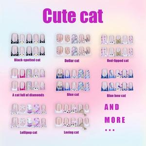 Delicate thing Women's Y2K Style Nail Art Set, Pure Handmade Design, Includes Bow & Heart Accents, Perfect Gift for Women, Ideal for Parties