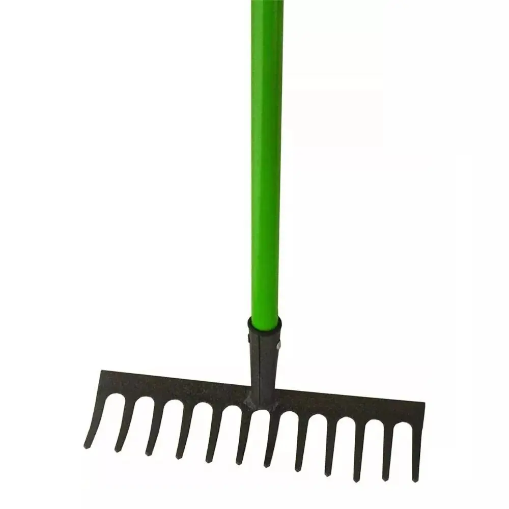 12-Teeth Garden Rake | Heavy-Duty Lawn Rake with Metal Handle | Carbon Steel Leaf Rake for Garden & Soil Leveling | Durable & Weather-Resistant | Ideal for Raking Leaves, Soil, and Mulch | Sturdy Tubular Handle for Comfortable Grip | Garden Tool UK