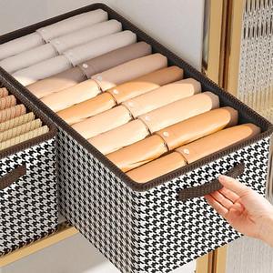 Modern Plaid Pattern Clothes Storage Box with Handle, 1 Count Foldable Clothes Storage Organizer, Household Wardrobe Organizer, Home Organizer Supplies, Bedroom Accessories, Summer for Gift