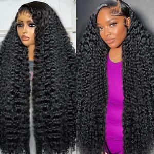 40 Inch 13x6 Deep Wave Lace Front Wigs Human Hair Pre Plucked Transparent Deep Curly Lace Frontal Wigs Human Hair With Baby Hair Glueless Wig For Women