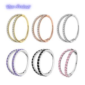 OUFER 20G Sparkly CZ Double Row Nose Hoop Conch Helix Earrings For Women Nose Piercing Halloween  Pumpkin Orange