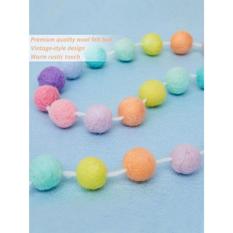 1pack-Color Of Macaron Colorful Pom Pom Garland 6.5 Feet Long 30 Ball Garland For Mardi Gras Easter Thanksgiving Wedding Party Decoration Best Gifts Birthday Ornaments Multicolor 4