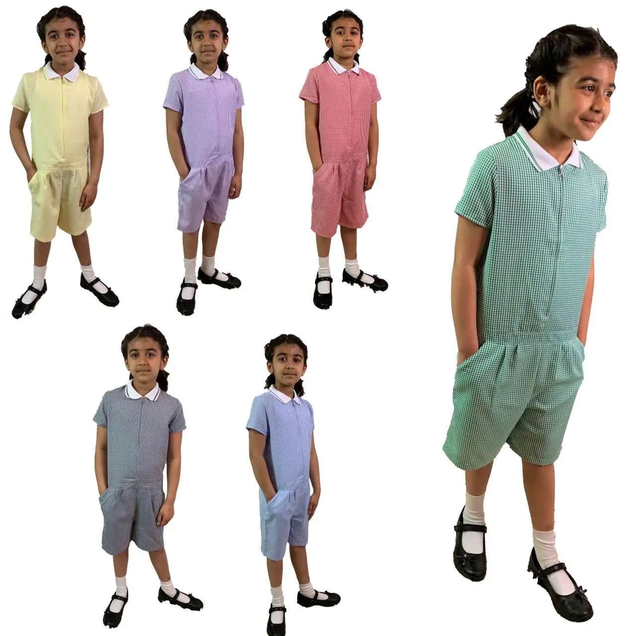 Girls' Gingham School Playsuit (Ayra)