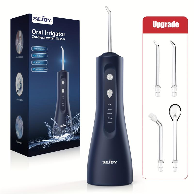 Water Dental Flosser For Teeth Cleaning, Cordless Portable Oral Irrigator Rechargeable, 5 Modes-5 Tips, Powerful Water Teeth Cleaner For Home Travel 3