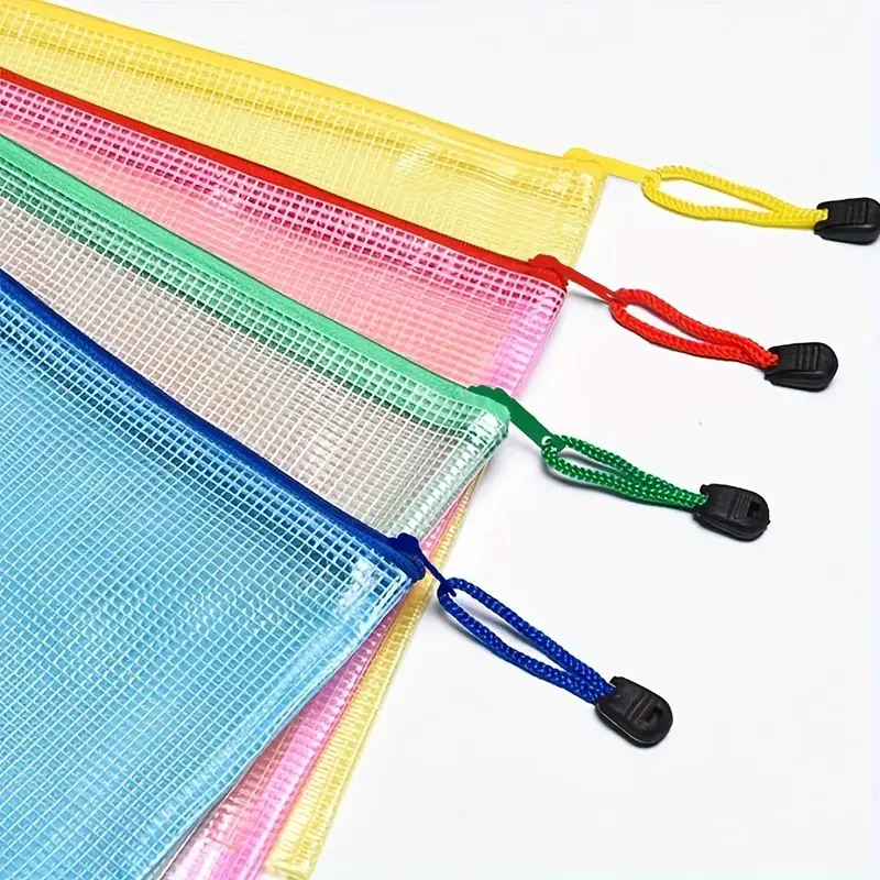 5pcs A4 Plastic Wallet File Folder, Zipper File 5pcs A4 Plastic Wallet Folder, Zipper File File Envelope Office Folder Pocket Bag File Envelope Folder Pocket 5 Colors 3