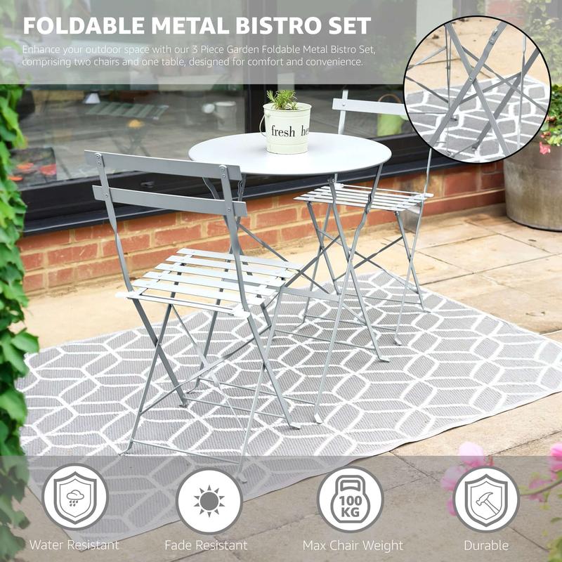 Garden Bistro Set Metal 3 Pieces - Manarola 7