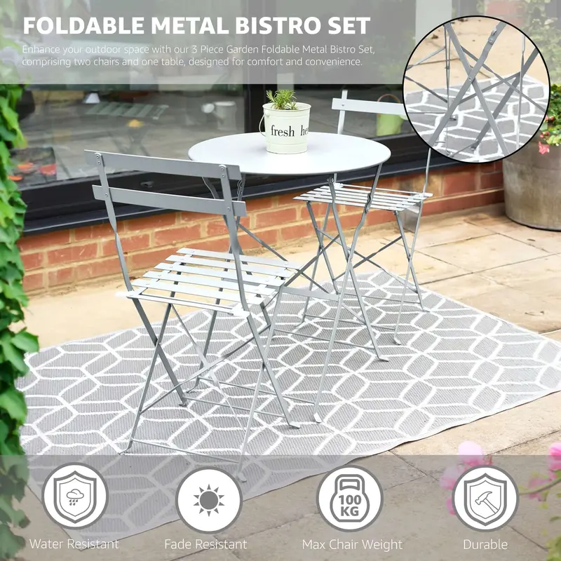 Garden Bistro Set Metal 3 Pieces - Manarola 7