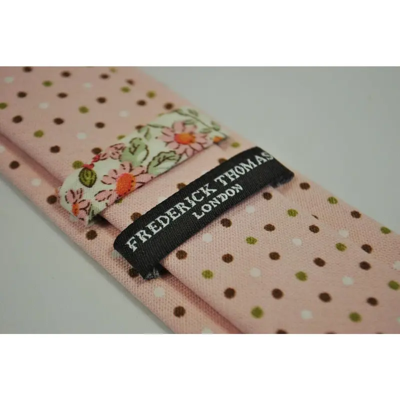 pink tie with red, green and white polka dots 3
