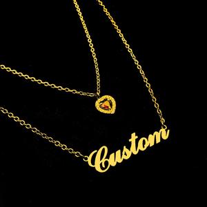 AS084  Stainless Steel Twelfth Birthday Stone  Personalized Name Necklace DIY English Letter Necklace