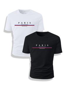 Men's Letter Print Round Neck Tee, Loose Casual Fashion Short Sleeve T-shirt for Summer, Men's Top for Daily Wear