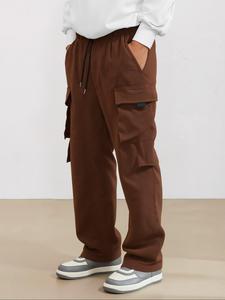Men's Solid Flap Pocket Cargo Pants, Regular Fit Casual Street Fashion Trousers for Daily Wear, Men's Bottoms for All Seasons
