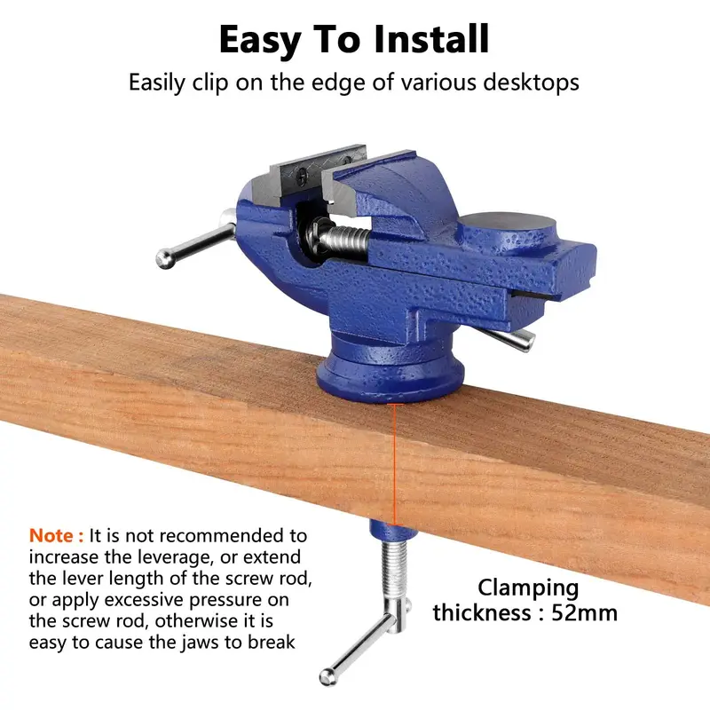 CROWNSHOP Bench Vice 360° Swivel Base Vices forWorkbench Portable Universal Workshop Clamp Adjustable Mini Table Bench Vice Clamp for Workshop Factory 4