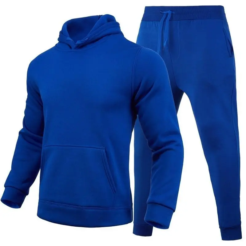 Spring and autumn solid color pullover sweatshirt sports suit hooded men's sports sweatshirt suit 8