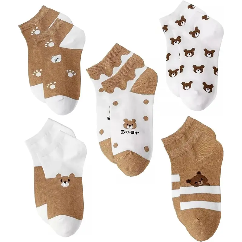 Womens 1 Pair Cute Teddy Bear Novelty Low Cut Trainer Socks One Size UK 3-7 EU 35-40 0