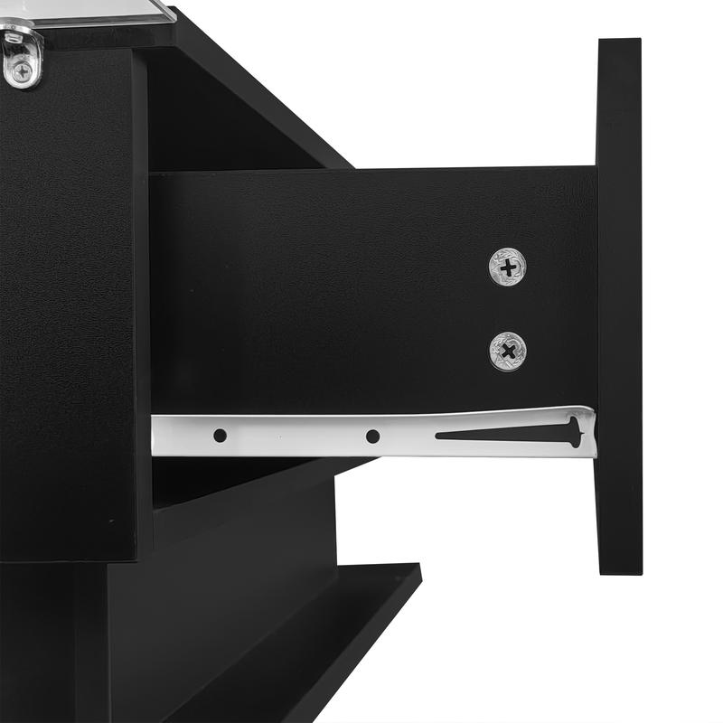 LED Coffee Table, Modern High Gloss Coffee Table, Center Table with Glass, Modern Coffee Table for Living Room with Drawer (Black) 4