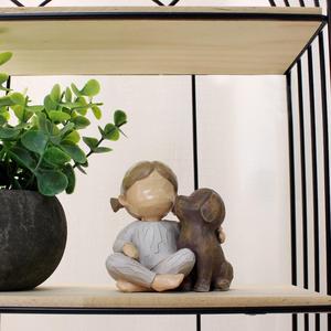 Cute Girl & Dog Design Resin Craft, 1 Count Creative Desk Decoration, Home Decor Ornament for Living Room Bedroom Office