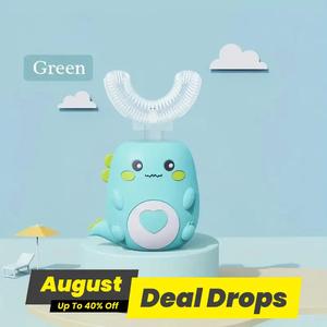 Cartoon Dinosaur Design Electric Toothbrush, 1 Count U Shaped Silicone Head Waterproof Rechargeable Toothbrush for Kids, Oral Hygiene Care Tools