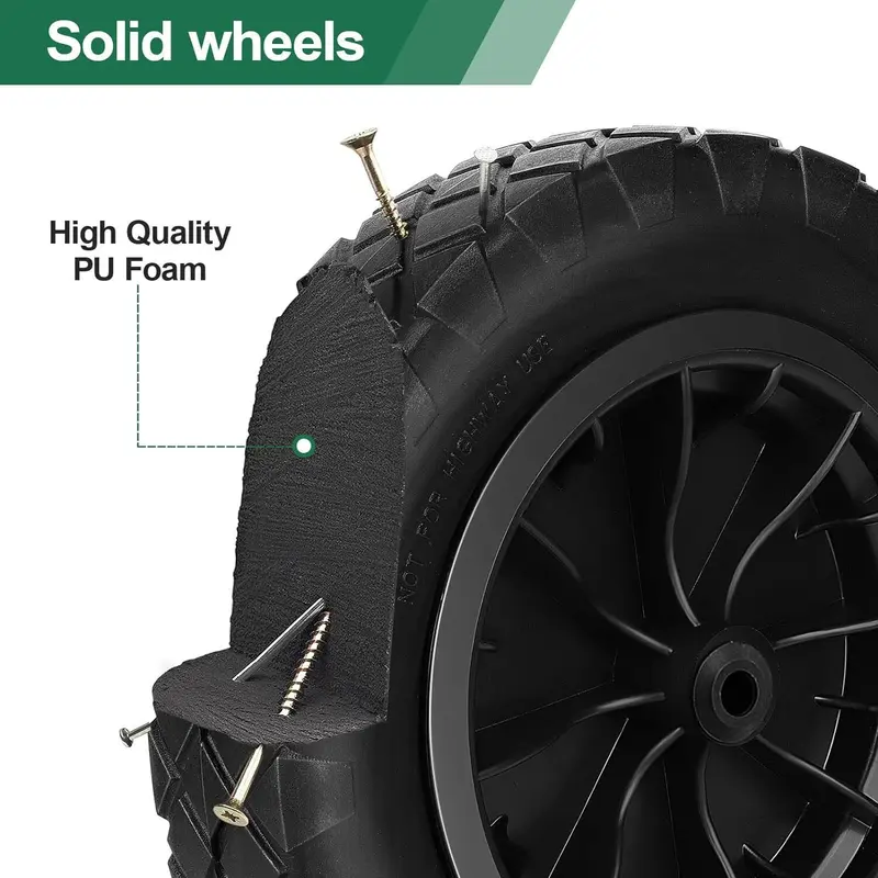 UK PU 14" BLACK Puncture Proof Solid 3.50-8 wheelbarrow wheel COMPLETE NEW 1