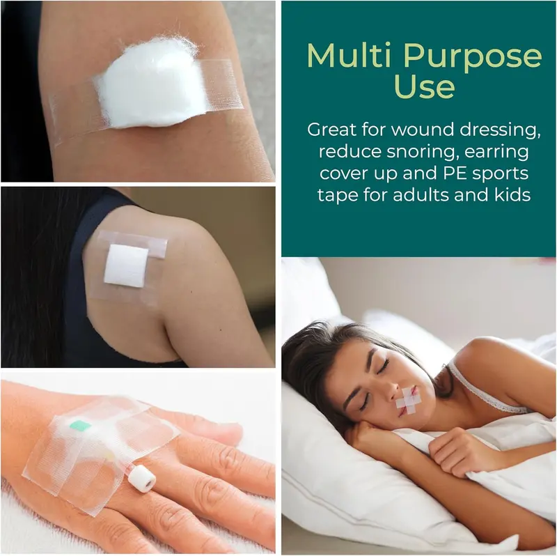 Transparent Medical Tape 2.5cm x 9.1m 4 Rolls for Skin, Dressings, and Face - Clear Micropore Tape - Anti Snore Snoring Aids Healthcare Kit 1