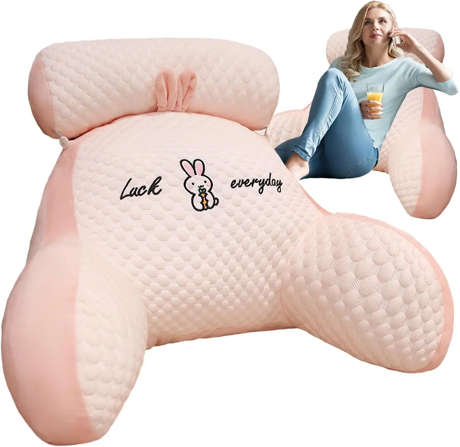 Bed Reading Pillow Back Rest Lumbar Support Arm Seat Lounger with Neck