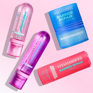Vitamasques Barrier Repair Skincare Sets | Exfoliant, Cleanser, Serum + Moisturizer cream for Brightening, Calming and a Radiant glow | Made in Korea, Vegan-friendly, Cruelty-free