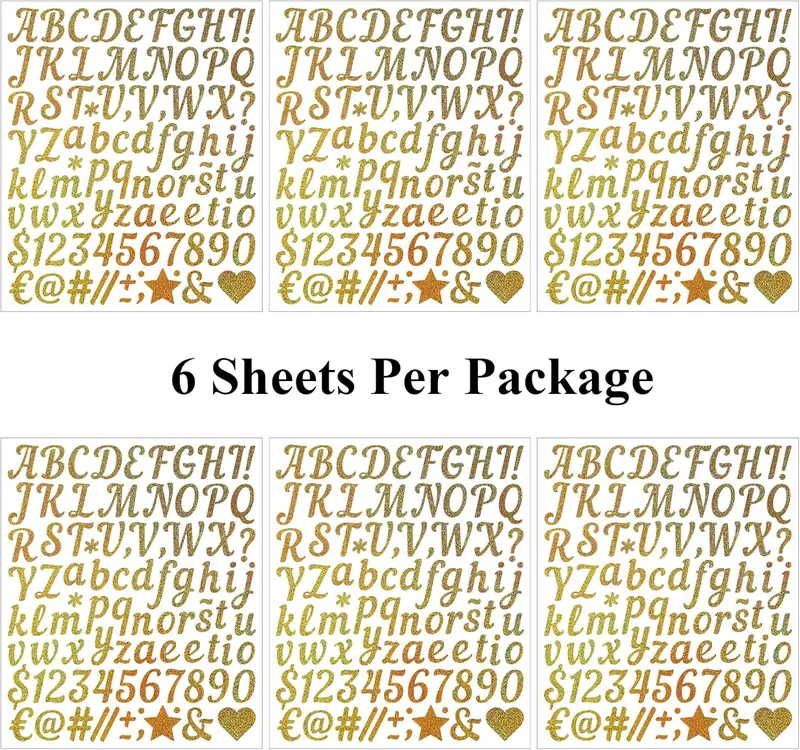 1 Inch Small Self Adhesive Vinyl Letter Number Symbol Stickers Kit,528 Pieces Alphabet Numbers Stickers for Mailbox, Water Bottle, Scrapbook, Notebook - Gold 4