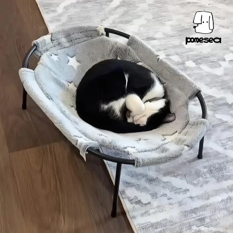 POMESEA Napping Spot,Desk & Floor Cat Hammock,Soft Elevated Pet Bed for Dogs & Cats, Glow in the Dark,Raised Cozy Hammock,Cat Lounge Furniture 1