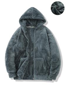 Men's Solid Pocket Zipper Drop Shoulder Thermal Lined Hoodie, Loose Casual Long Sleeve Hooded Sweatshirt for Fall & Winter, Men's Clothes for Daily Wear