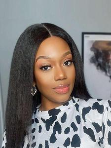 18 Inch Black Long Kinky Straight Wigs for Women, Gorgeous Fluffy Wigs without Bangs, Synthetic Full Machine Wigs for Party, Daily Use