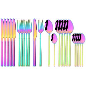 Stainless Steel Cutlery Set, 24pcs/set Including Knife, Fork, Spoon, Chopsticks, Tableware Set for Home Kitchen Party, Kitchen Gadgets, Kitchen Accessories, Dorm Essentials, Kitchenware