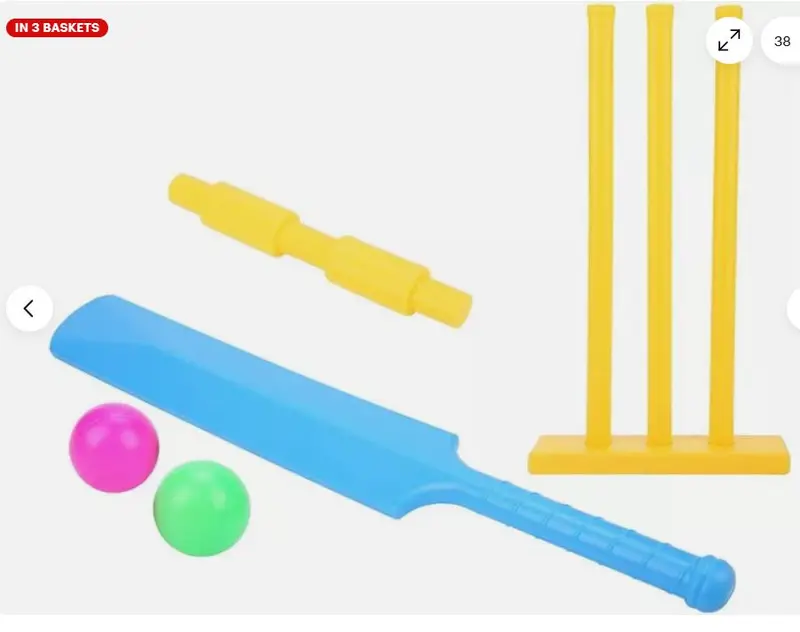 Cricket Bat Set Stumps & Balls Childrens Junior Outdoor Garden Play Plastic Toy 1