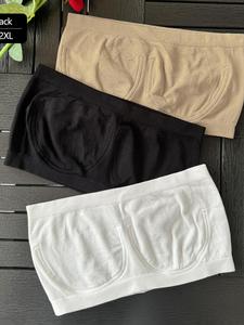 Women's 3pcs Solid Seamless Tube Bra, Casual Comfortable Breathable Lingerie Top for Daily Wear, Soft Underwear for All Seasons