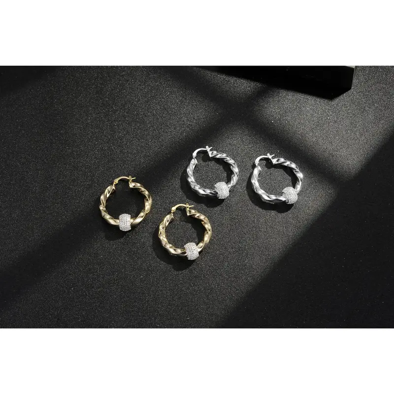 New Premium Twisted Ball Hoops – 35mm – Gold Filled 2
