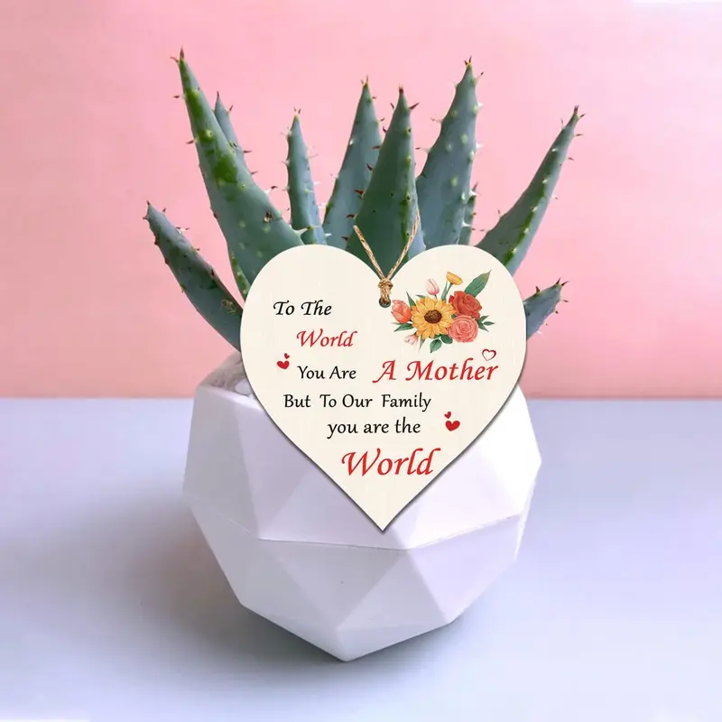 Happy Mothers Day Heart Signs Gifts from Daughter Son,I Love You Mum Handmade Wooden Heart Plaque Mummy Presents Happy Mothers Day Birthday Gifts Card for Best Mum Decor 1