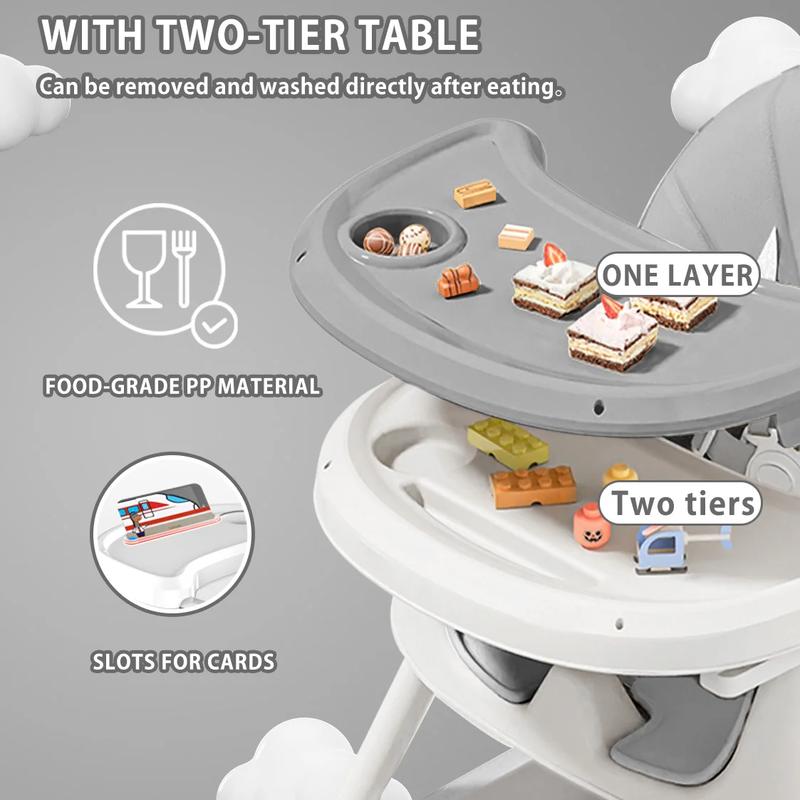 UBRAVOO Foldable Baby High Chair 6 Months Plus, with Large Antislip Pad & ToyRack, Easy to Clean Feeding , E500 5