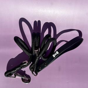 Stylish Black 5ft Rope Dog Lead with Biothane PVC Handle for Pets - Durable and Comfortable