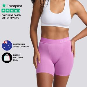 Step One Women's Anti-Chafe Body Shorts - Prawn Crackers, Breathable Viscose Bamboo Fabric, Super Soft Waistband, Comfortable Everyday Wear Fits, Butter Soft, Activewear Panties, Ladies Basic, Athletic, Indoor Womenswear, Underwear for All Seasons