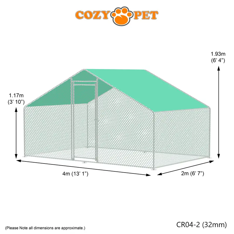 Chicken Run By Cozy Pet 4m X 2m 32mm Galvanised Steel Frame - CR04-2 (32mm) 1