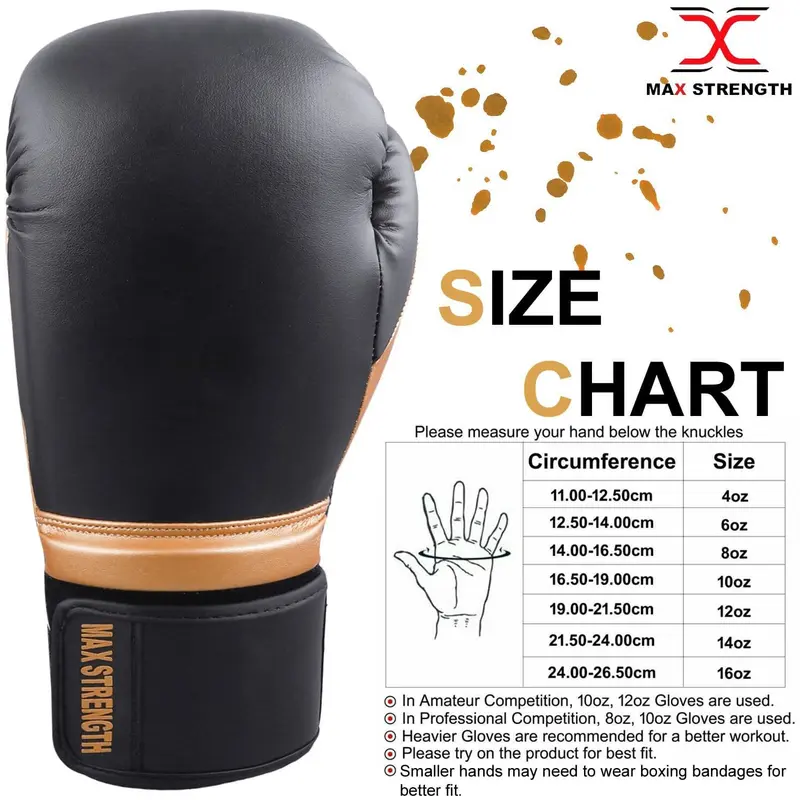 MAXSTRENGTH Boxing Sparring Gloves MMA Training Black/Golden 1  boxing 6