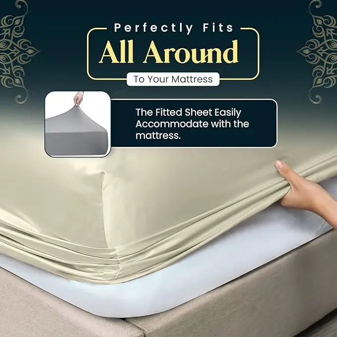 Aura Décor  : Microfiber Fitted Sheets Breathable, Anti Wrinkle 40cm Deep Pocket Single Bed Sheets  |  Bedding 90 X 190 CM Single Fitted Sheet | 2
