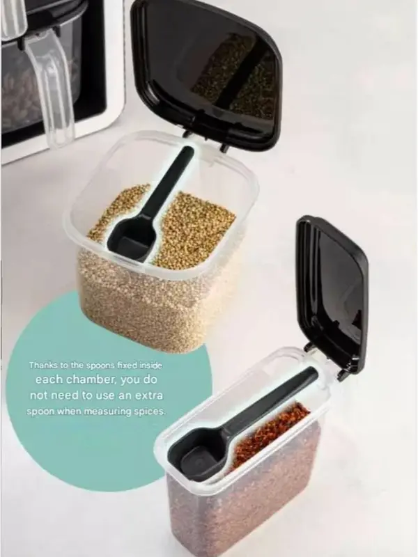Premium Spice Container Rack Set with Spoons Plastic Herbs Spices Jar BPA Free 1