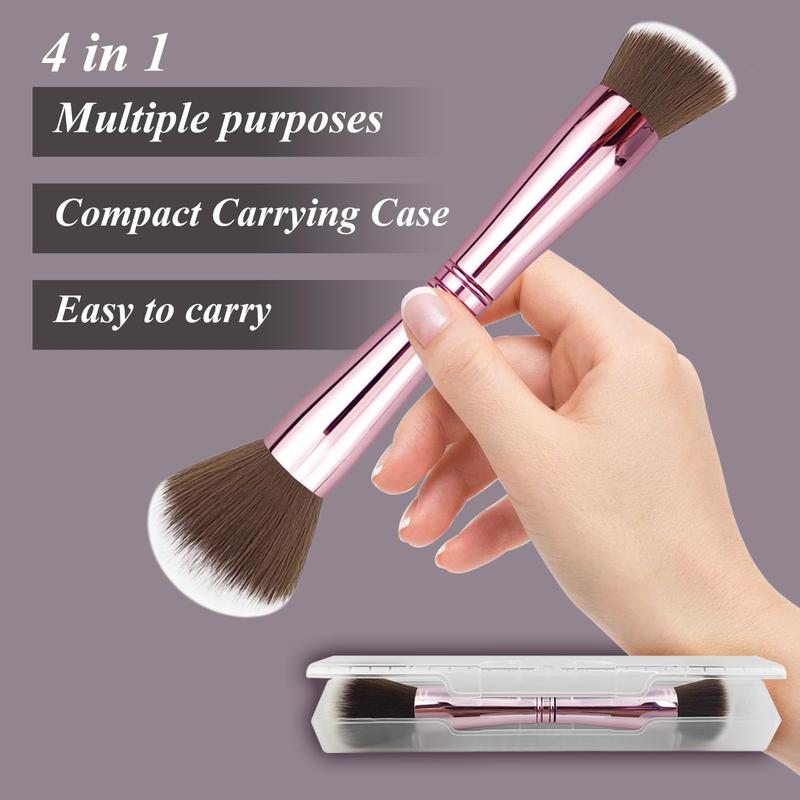 4 in-1 Makeup Brush Set, Foundation Brush,Blush Brush,Eyeshadow Brush,Powder Brush,Concealer Brush All-in-One Travel Makeup Brushes Double Ended Makeup Brush for Foundation, Concealer, and Powder 3