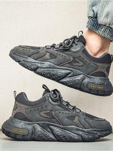 Men's Sporty Lace Up Platform Sneakers, Casual Comfortable Breathable Running Shoes, Trendy All-match Sports Shoes for Daily Wear, Outdoor Sneakers