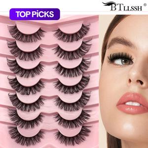 Long Fluffy False Eyelashes, Wispy D Curl Faux Lashes, Eyelash Extensions, Volumized Natural Curling Strip Lashes, Soft and Curl Fake Lashes, Cosmetic False Lashes for Women Summer Makeup #TOP PICKS