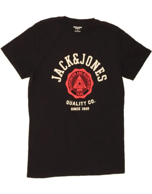 Pre-Owned Vintage JACK & JONES Mens Graphic T-Shirt Top Small Black 1