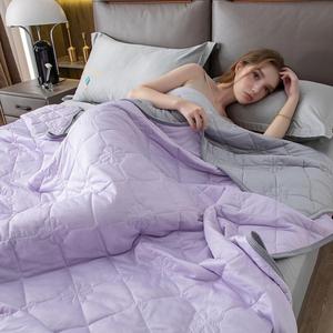 Solid Color Quilted Cooling Blanket, Breathable Comfortable Soft Blanket, Air Conditioning Blanket for Home Bedroom Dormitory Office