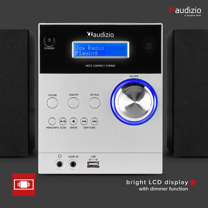 Audizio Metz HiFi Stereo System with DAB, CD & Bluetooth - Aluminium 2